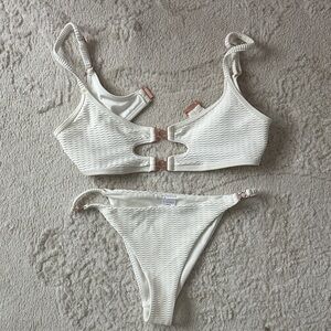 White Textured Bikini Set